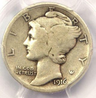 1916 - D Mercury Dime 10c Coin - Certified Pcgs Vg8 - Rare Key Date Coin