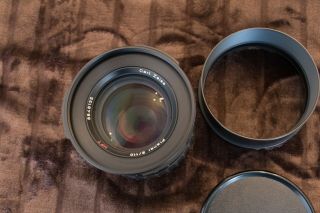 RARE Rollei Zeiss Planar 110mm f2 HFT PQ Lens & Both caps & Metal hood 10