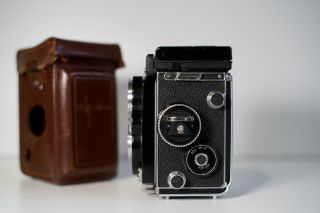 RARE Rolleiflex 3.  5 F White Face 12/24 with meter,  caps,  case 2
