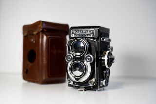 RARE Rolleiflex 3.  5 F White Face 12/24 with meter,  caps,  case 4