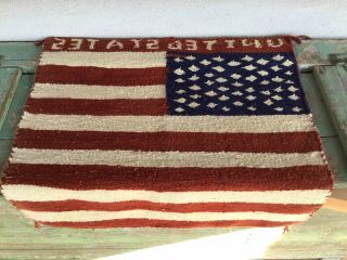 ANTIQUE NAVAJO PICTORIAL AMERICAN FLAG RUG N R 5