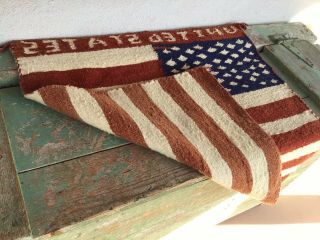 ANTIQUE NAVAJO PICTORIAL AMERICAN FLAG RUG N R 6