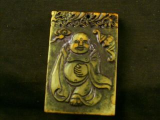 Fine Chinese Old Jade Hand Carved Monk/bat Prayer 2faces Pendant W104