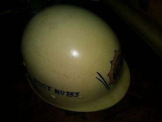 Wwii American Legion Helmet,  Wwii Helmet Painted Liner White Pa Vfw Neat Lqqk