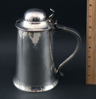 Antique Hallmarked English Sterling Silver 18thc Style Hand Hammered Tankard