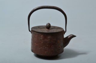 T2727: Japanese Iron Flower Sculpture Tea Kettle Teapot Tetsubin Tea Ceremony