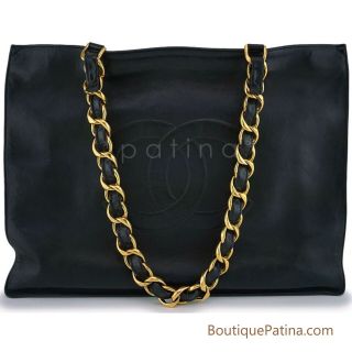 Chanel Vintage Black Chunky Chain Classic Tote Bag 24k Ghw 63566