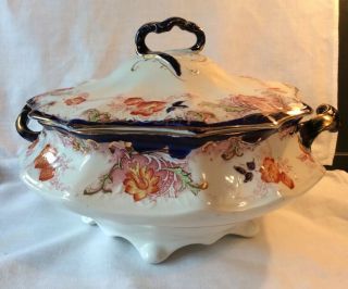 Gaudy Welsh Dutch Wedgwood & Co.  Royal Semi Porcelain England Soup Tureen 1890 - 1