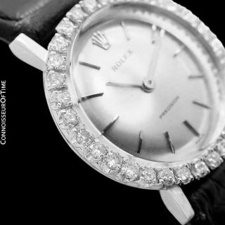 1970 ROLEX Cellini Vintage Ladies 18K White Gold & Diamond Watch, 3