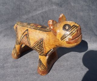 Antique Pueblo Art Ceramic Pottery Animal Cat Cow Figure Clay Sculpture Handmade