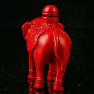 China Exquisite Red Coral Hand Carved Elephant Snuff Bottle R2001 5