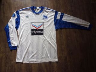 Vintage Hertha Bsc Home Football Shirt Jersey 1989 - 1991 Adidas Made In France