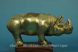 chinese old hand carving pure copper carving rhinoceros statue d01 4