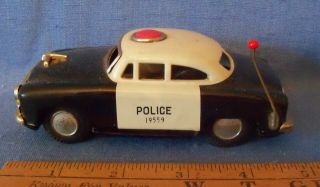 Vintage 1956 Japan Tin Toy Friction Police Car S - 1956 Black & White Con Nr