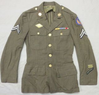 Ww2 Vintage 20th Us Army Air Force Uniform Coat,  Usaaf Brass,  Service Ribbons