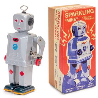 Sparkling Mike Robot Windup Walking Tin Wind Up Toy Collectors By Schylling