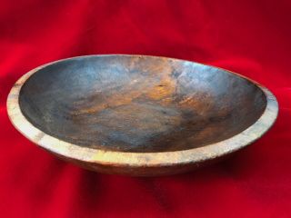 Antique Primitive Hand Turned Wood Bowl 11 " Aafa