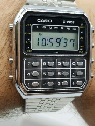 Vintage Casio C - 801 NOS BOX DOCUMENTS wrist watch for Man 4