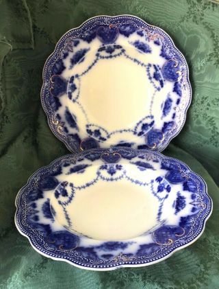 2 Flow Blue Large Rim Soup Bowls Waverley By Grindley