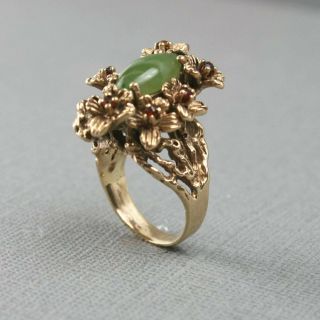Antique Art Nouveau Gold,  Jade,  Ruby Ring