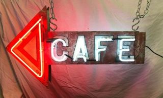 Vintage Neon Cafe Arrow Sign Diminutive Size Available