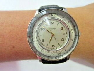 Rare Vintage Juvenia Arithmo Stainless Automatic Men first calculator Watch 36mm 12