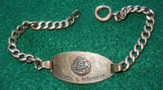 Wwii Us Navy Engraved Id Bracelet Uss Mount Vernon Kingfisher Usn Clyde Barnett
