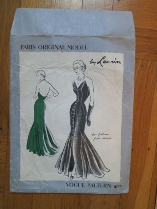 Vogue Paris Model 1073 Lanvin Vintage 1950s Pattern Size 18 Bust 36 50s