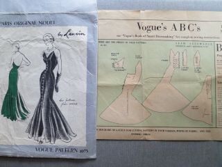 Vogue Paris Model 1073 LANVIN Vintage 1950s Pattern Size 18 Bust 36 50s 4