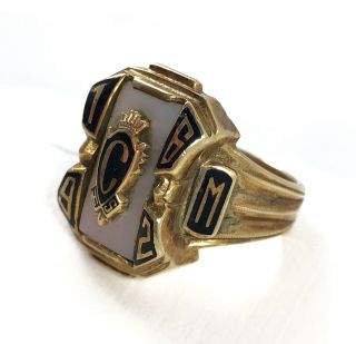 Vintage 10k Yellow Gold 1962 Class Ring W/ Mother of Pearl Size 8 10.  4grams 3