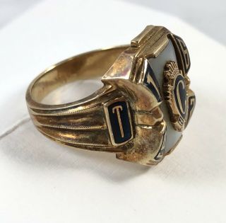 Vintage 10k Yellow Gold 1962 Class Ring W/ Mother of Pearl Size 8 10.  4grams 6