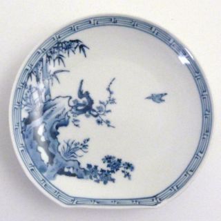 Japanese Blue And White Arita Porcelain Side Plate,  Meiji Period,  Signed