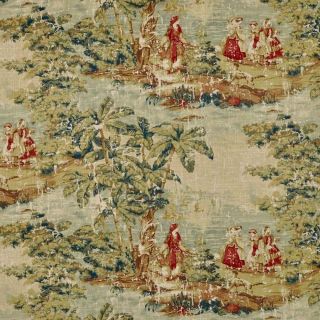 Tailored Bedskirt In Bosporus Antique Red Toile