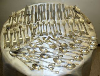 Gorham Chantilly 1895 Sterling Silver Flatware Set 83 Piece 76 Ozs Without Knves