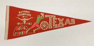 Vintage 1970 University Of Texas Longhorns 29 " X12 " National Champs Pennant