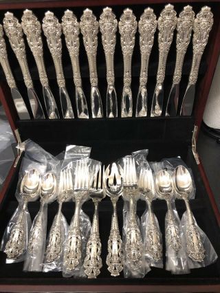 Gorham Crown Baroque Sterling Flatware Set For 24 Bridal Gift