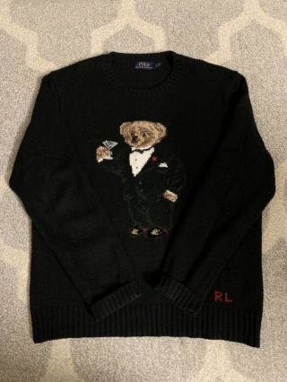 Polo Raph Lauren Martini Bear Handknit Sweater Vintage Stadium Pwing Hitech