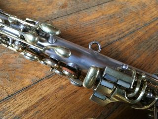 1918 Conn Vintage Curved Soprano Saxophone Silver w/Gold Keys Plays Well 4