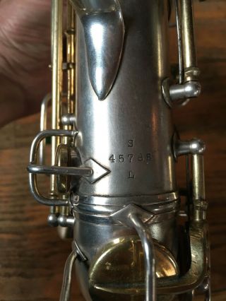 1918 Conn Vintage Curved Soprano Saxophone Silver w/Gold Keys Plays Well 5