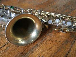 1918 Conn Vintage Curved Soprano Saxophone Silver w/Gold Keys Plays Well 6