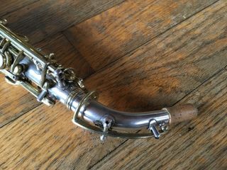 1918 Conn Vintage Curved Soprano Saxophone Silver w/Gold Keys Plays Well 7