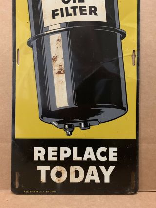 AC Oil Filter Tin Sign Vintage Metal Gas Oil Garage Station 1940 Rare Replace 3