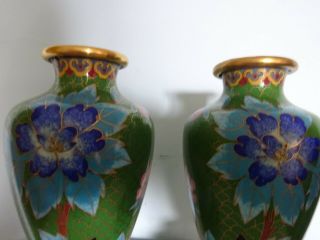 PAIR HAND MADE CLOISONNE VASES WITH STANDS & BOX. 2
