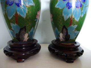 PAIR HAND MADE CLOISONNE VASES WITH STANDS & BOX. 3