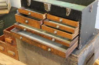 Vintage Industrial H Gerstner & Sons Oak Machinist Tool Cabinet Chest 8