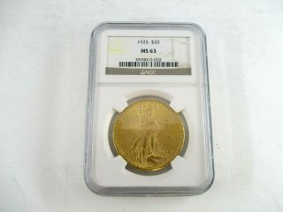 Rare 1925 U.  S.  Double Eagle $20 Dollar Gold Coin Ngc Certified Ms63 Slabbed