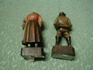 Pair Vintage Wood Carving Figures Statues by Emil Herr KG,  Man & Woman w Chicken 3