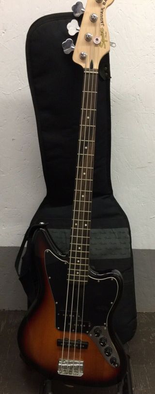 Fender Squire Vintage Modified Jaguar 4 - String Rh Sunburst Bass W/ Gig Bag Euc