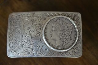 Vtg Boyd,  Reno Sterling Silver 1887 Morgan Dollar Belt Buckle