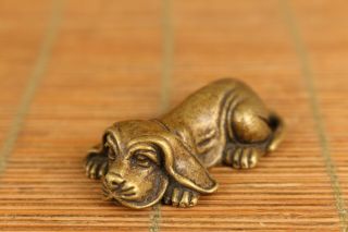 Mini Old Bronze Hand Carving Lovely Dog Figure Statue Home Decoration